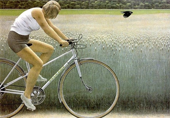 Alex Colville. Cyclist and Crow, 1981