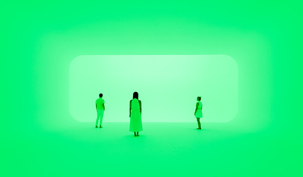 Artist James Turrell uses colour to transform our experience of space. 'Virtuality squared' 2014 